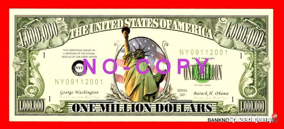 1 Trillion Dolarów USA 2010 r Liberty UNC Numizmatyka