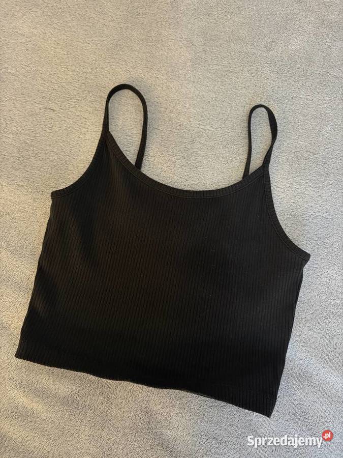 Crop top koszulka bluzka na ramiączkach czarna czarny podkarpackie