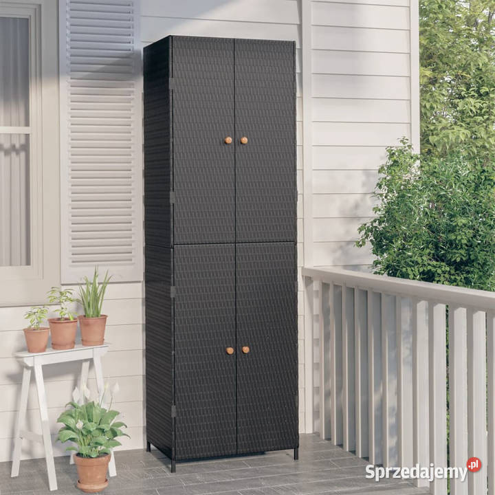Szafka ogrodowa czarna 59x40x180 rattan PE Pozostałe mazowieckie Warszawa
