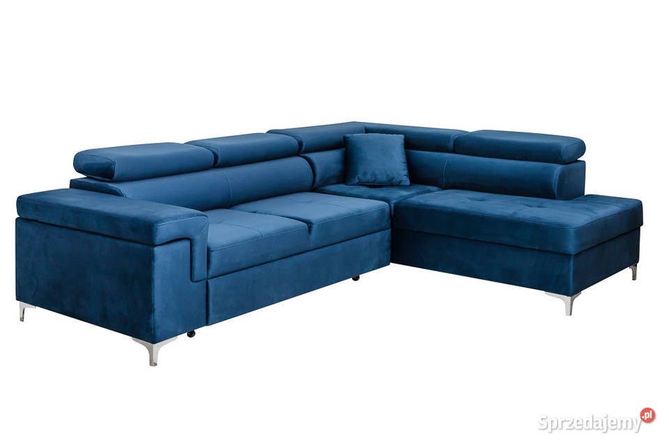 Narożnik Tapicerowany Niebieski z Funkcją Spania Rzeszów