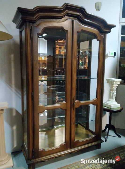 Elegancka dębowa witryna serwantka lite drewno podlaskie