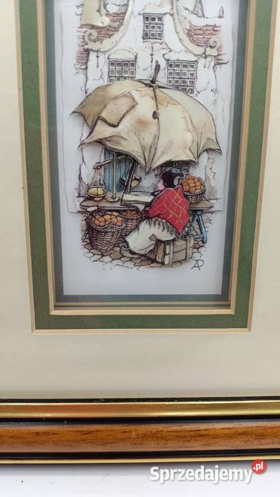Obraz w ramie szkłem decoupage Targ Zamość