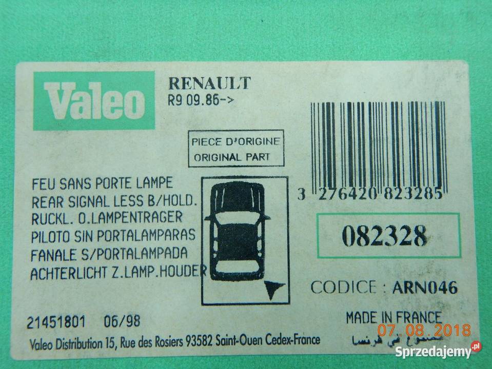 LAMPA RENAULT 19 8189 PRAWY TYŁ VALEO
