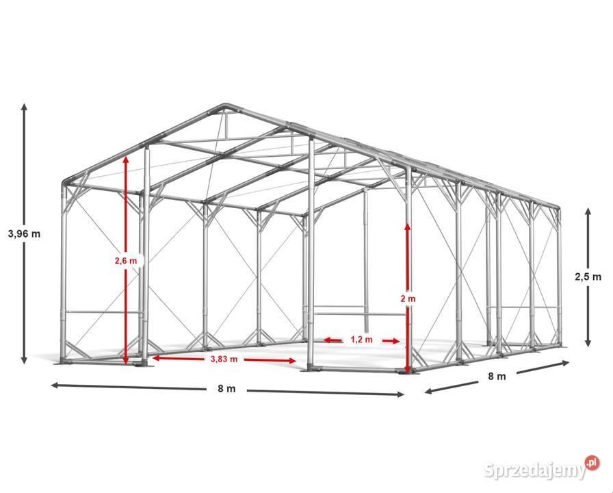 8x8m25m Namiot magazynowy garażowy hala