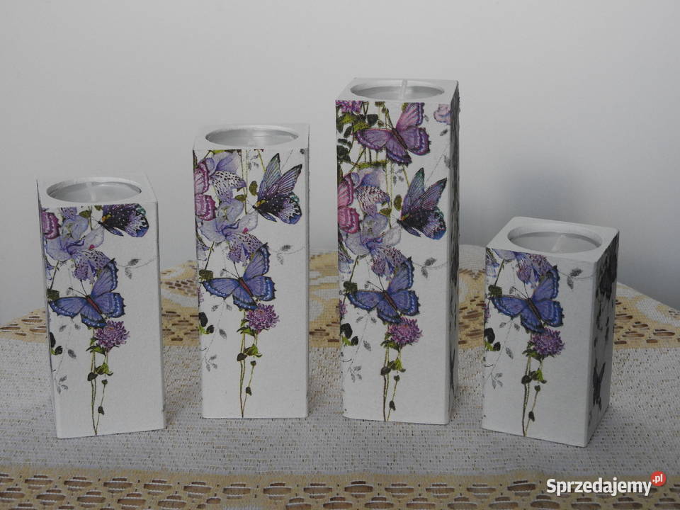 Wieczne świeczniki zestaw handmade drewniane Bytom