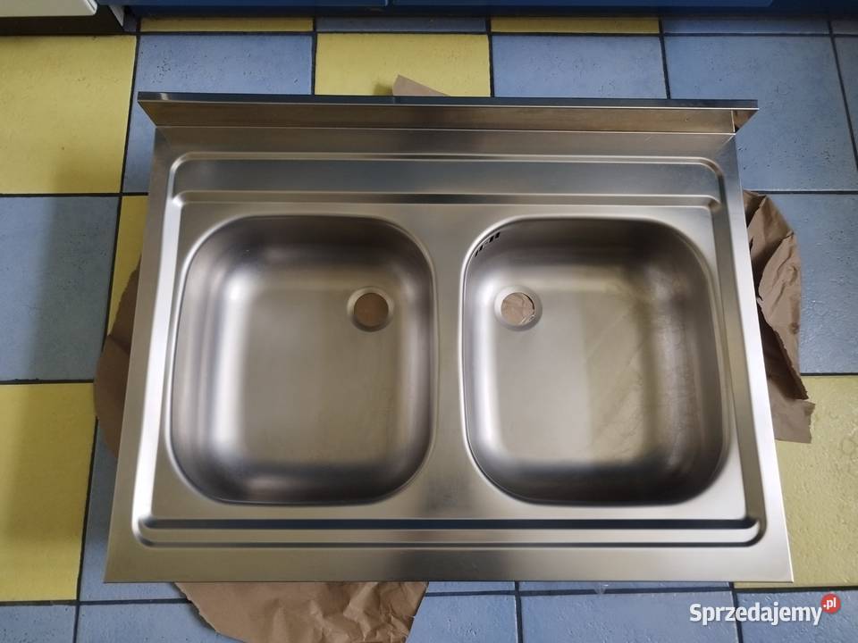 Zlew dwukomorowy metalowy 80 x 60 Warszawa