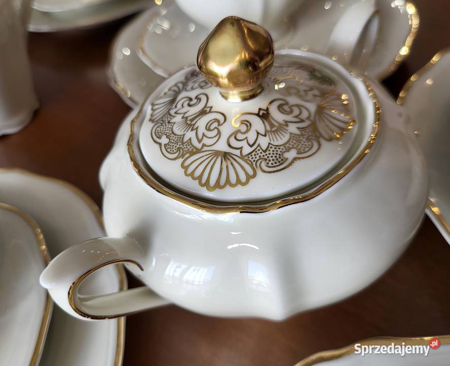 Mitterteich Bawaria antyczny serwis 10 osób Porcelana i szkło