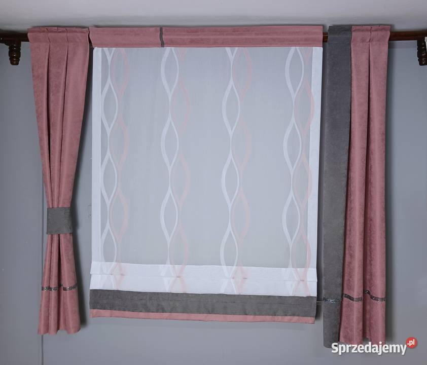 Firanki komplety pudrowy róż Firany Częstochowa