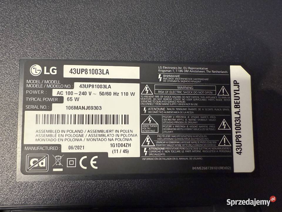 Płyta główna do telewizora LG 43UP81003LA NANO75 Sosnowiec