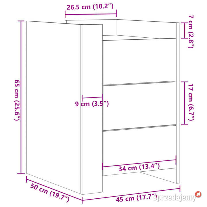 Szafka nocna dąb sonoma 45x50x65 materiał Warszawa
