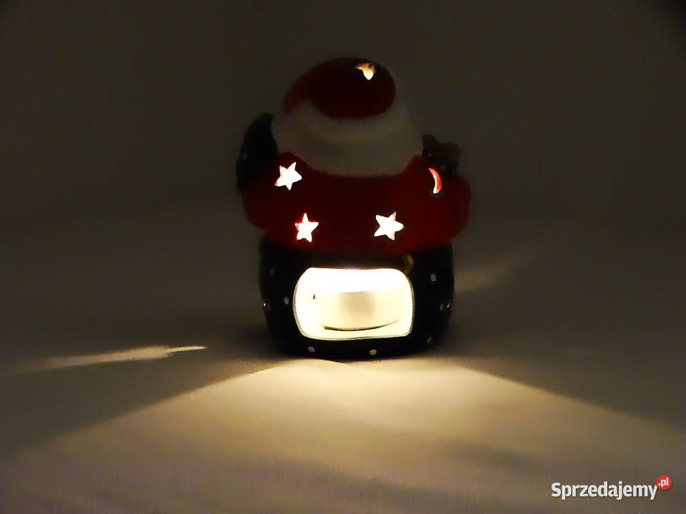 Ceramiczny Mikołajek świecący świecznik Biłgoraj