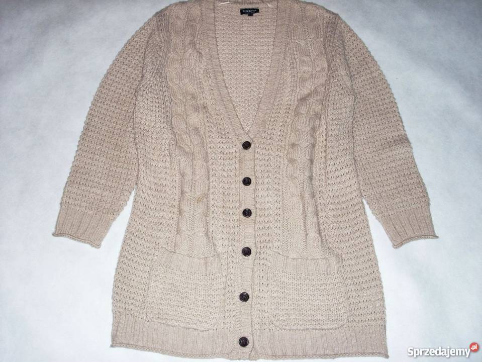 Wspaniały sweter ciepły kieszenie luźny 44 46 brązowy/beżowy Nowy Sącz