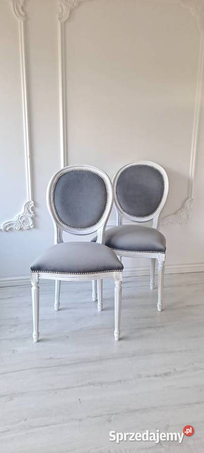 Soulowe szare krzesło Medalion Shabby Chic