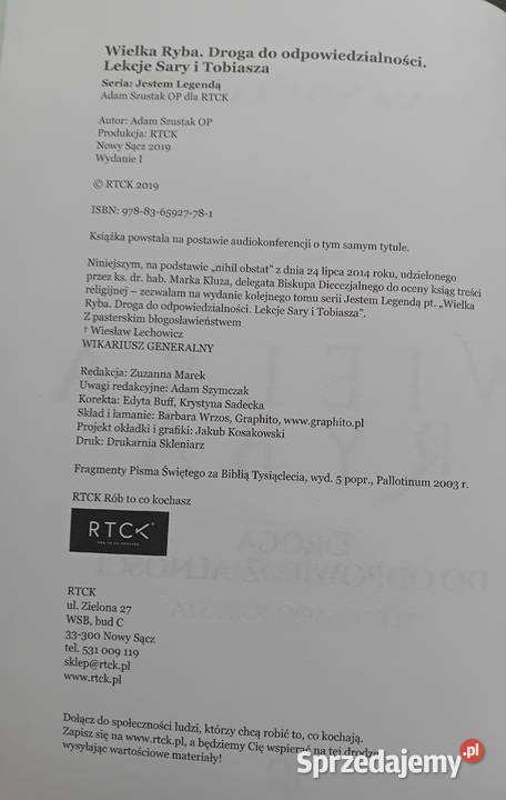 Ks Adam Szustak OP Wielka ryba RTCK 2019 r Koźminek sprzedam