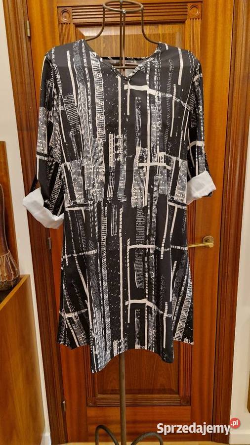 Wizytowa TUNIKA BLUZKA L w czarnobiały print
