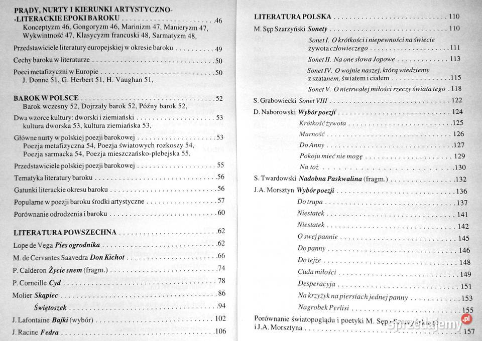 Barok Streszczenia problematyka Teresa Nowacka miękka Chełm