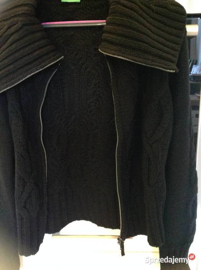 Czarny Sweter Wełniany Damski BENETTON M NOWY Nowa Sól