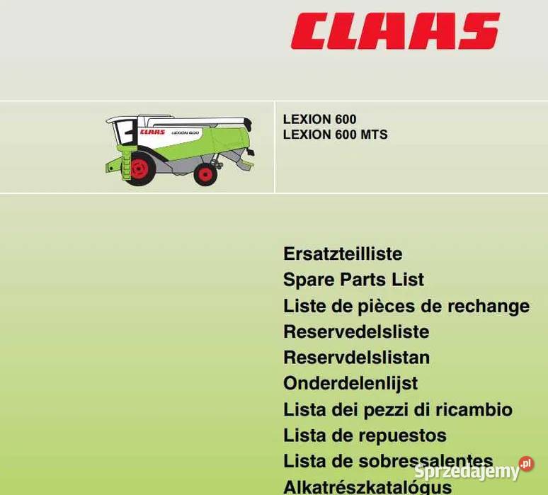 Katalog części Claas Lexion 600 600 MTS Pozostałe Zduńska Wola