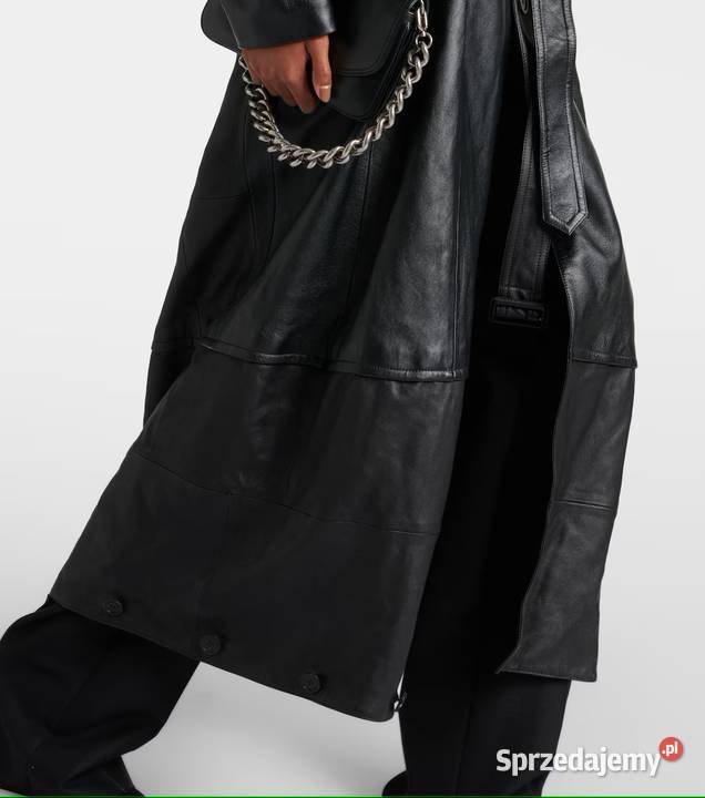 Jednorzędowy skórzany płaszcz Świdnica