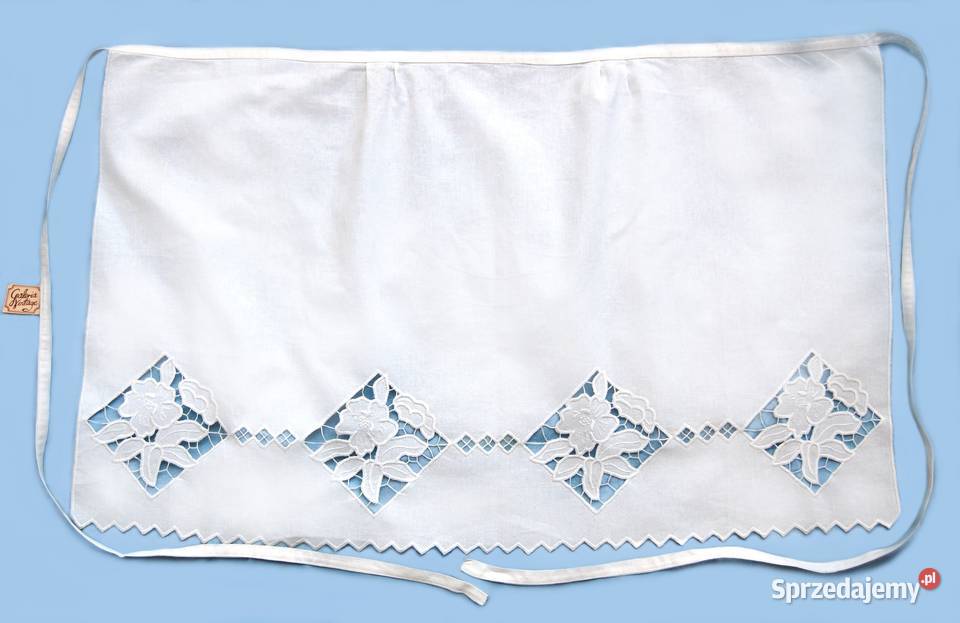 Zapaska haftowana haft richelieu fartuch bawełna Lublin