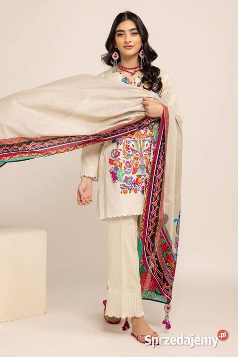 Duża chusta szal dupatta kwiaty folk bawełna Dla kobiet zachodniopomorskie Szczecin