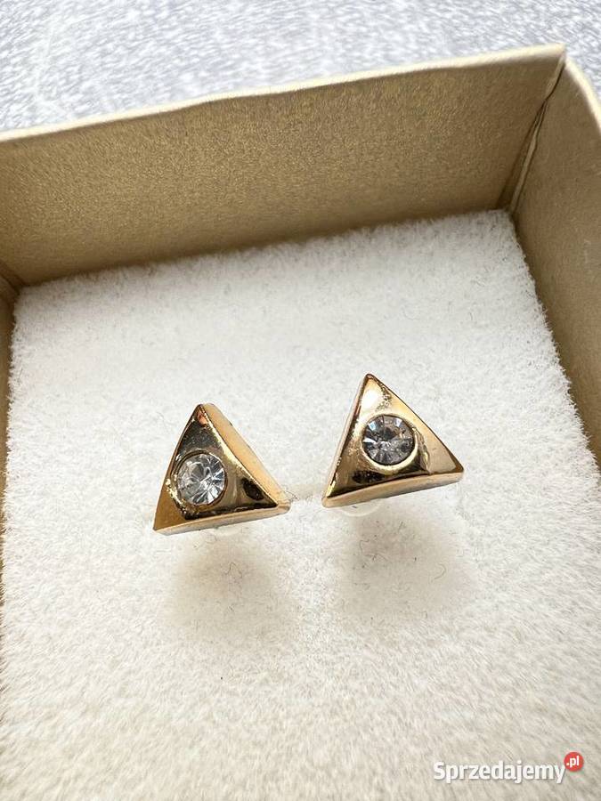 Kolczyki złote z diamentem trójkąt trójkąty Jasło