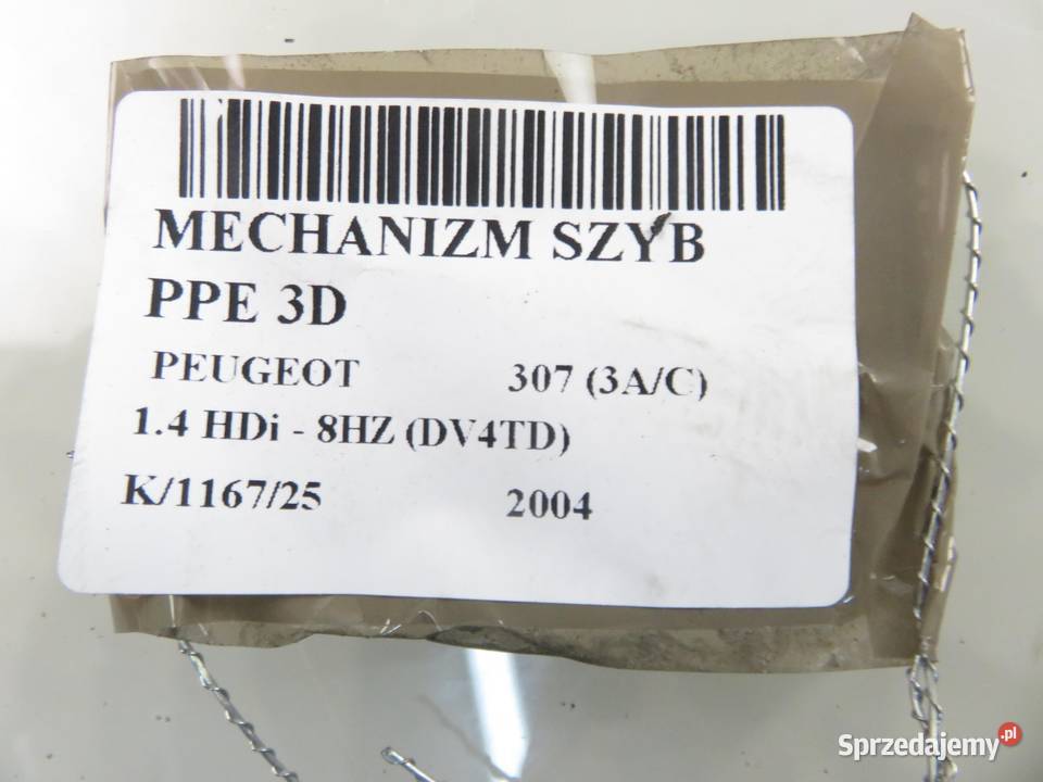 PODNOŚNIK SZYBY PRAWY PEUGEOT 307 0130822021 osobowe