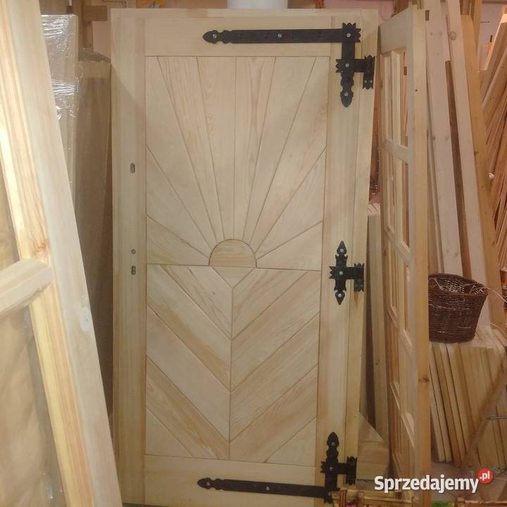 Drzwi wejsciowe sosnowe drewniane Mocne Solidne