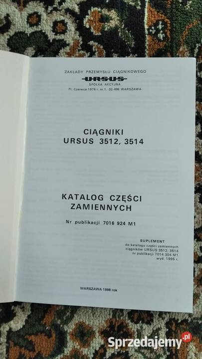 Katalog części ciągnika Ursus 35123514 suplement Lublin sprzedam