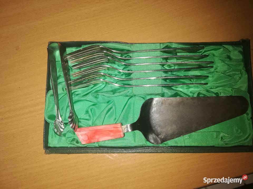 Komplet do tortu ciast PRL w pudełku sprzedam