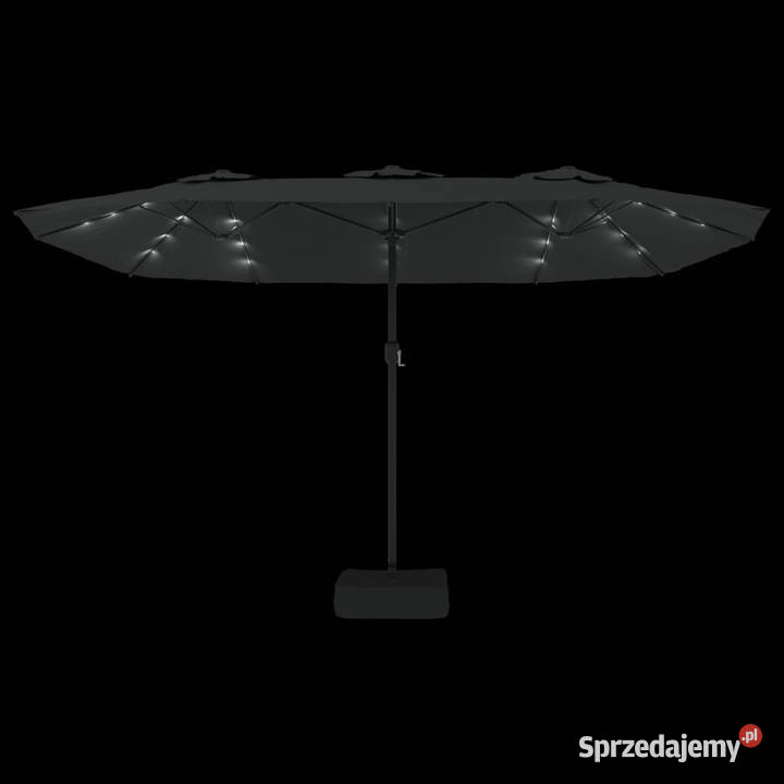 Podwójny parasol ogrodowy z LED czarny 449x245 Warszawa