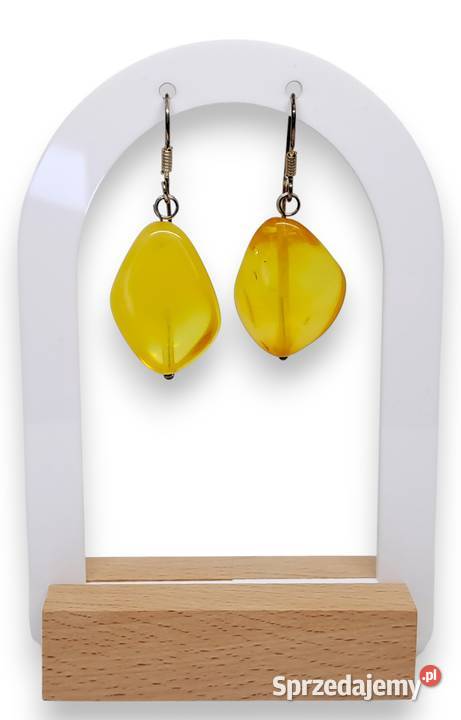 Kolczyki z BURSZTYNU bursztyn bałtycki bryłki mazowieckie