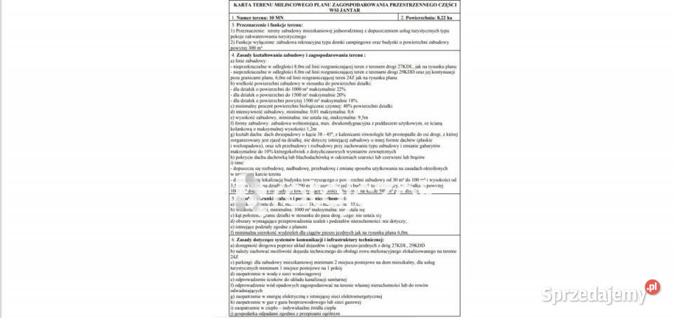 Działka 9804 metry Jantar sprzedam