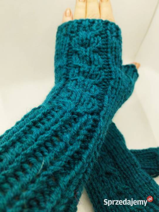 Długie turkusowe mitenki rękawiczki przed łokieć warmińsko-mazurskie Olsztyn