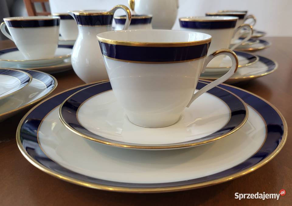 Bareuther Bawaria złotokobaltowy serwis 8 osób Antyki, Sztuka, Kolekcje Szczecin