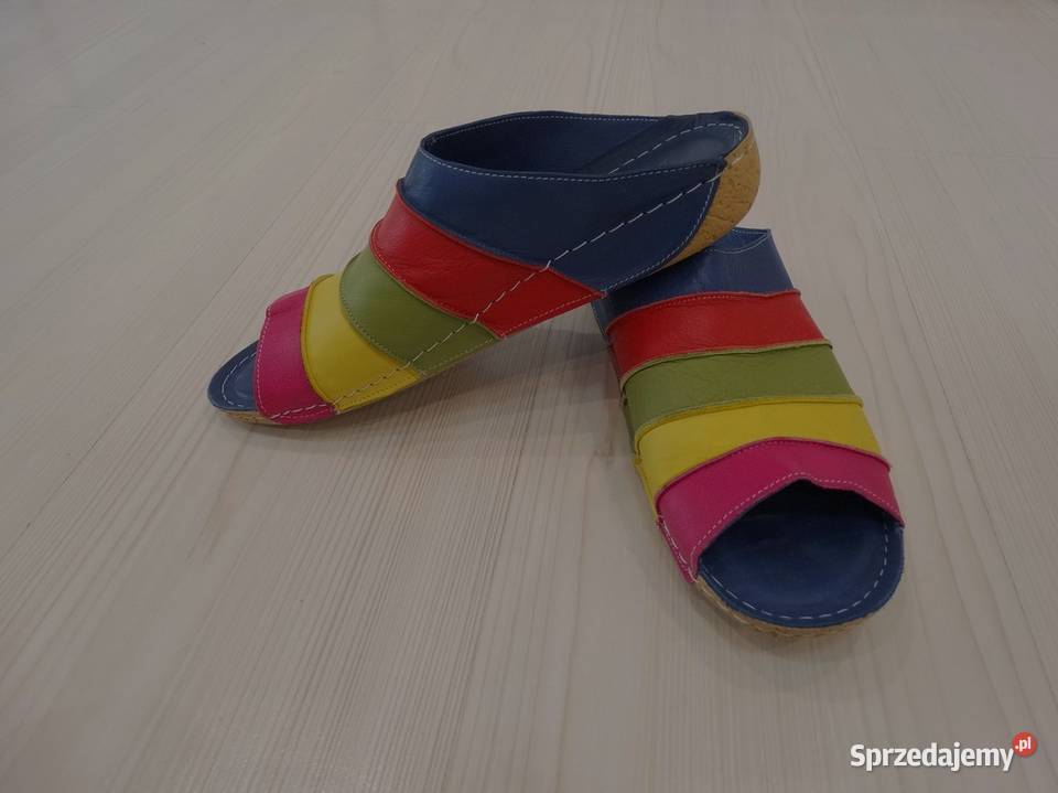 Buty Klapki Skórzane Skóra Naturalna Wygodny skóra Łomża sprzedam