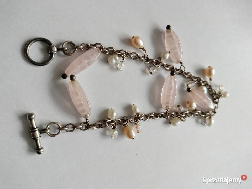 Srebrna bransoletka 925 z różowymi kamieniami Pozostałe Choszczno sprzedam