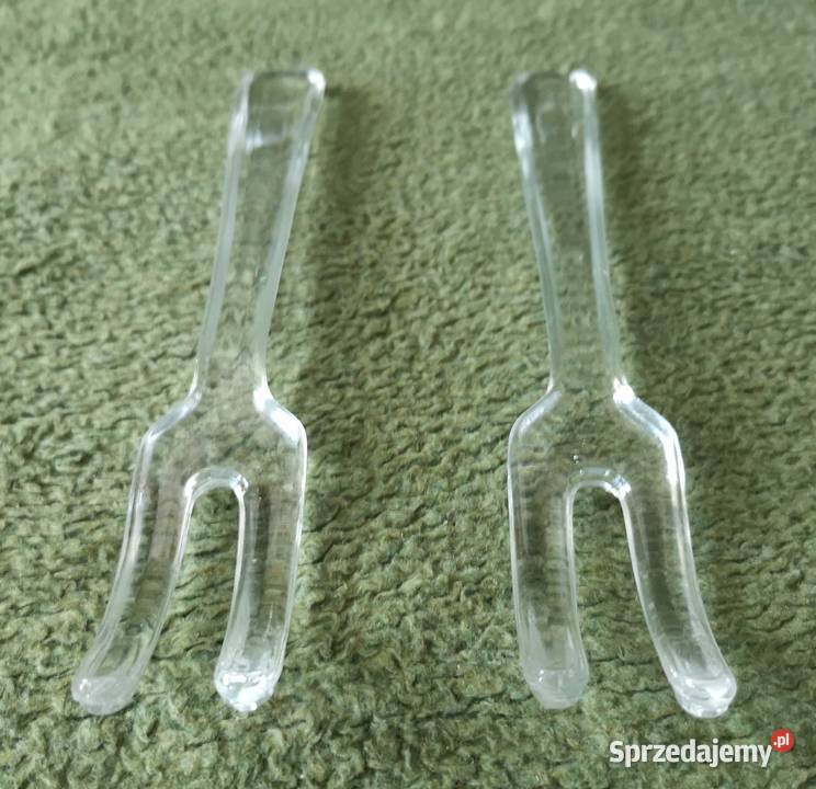 Dwa stare szklane widelce do sałaty śląskie Katowice