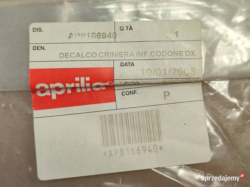 NAKLEJKA NA LEWY ZADUPEK APRILIA SR 50 H2O lubelskie