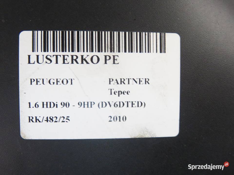 LUSTERKO PRAWE PEUGEOT PARTNER II KTQC