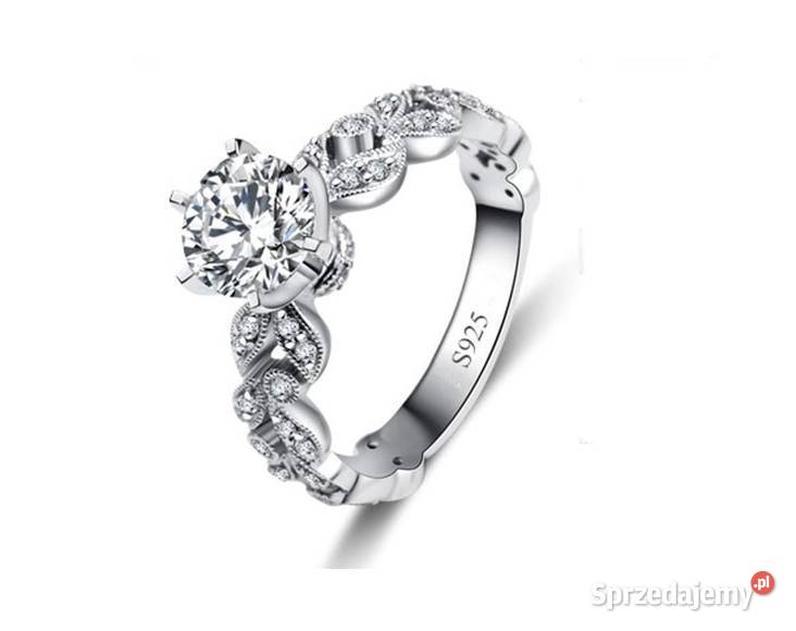 Nowy pierscionek srebrny kolor biale cyrkonie zachodniopomorskie sprzedam