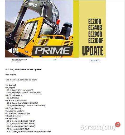 Volvo EC210B EC240B EC290B EC210BF instrukcja Kielce