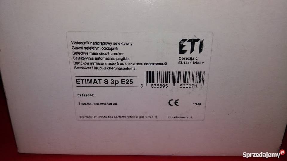 Wyłącznik nadprądowy selektywny ETIMAT S 3p E25 sprzedam