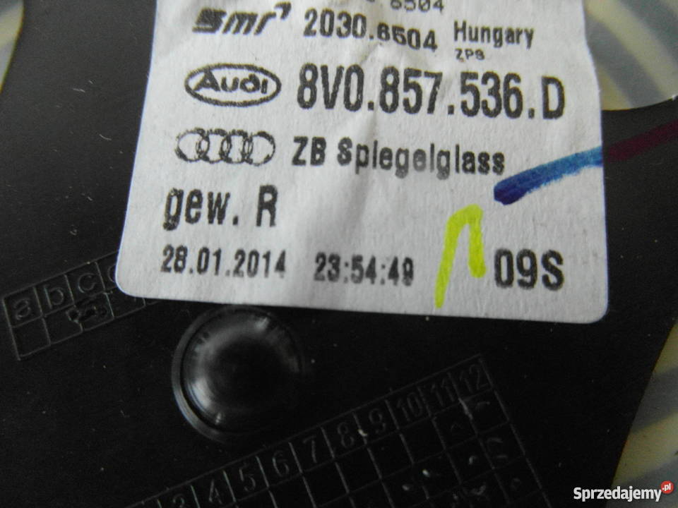 3 prawy wkład lusterko audi a3 s3 8v0857536d Rok produkcji 2014 Szczecin