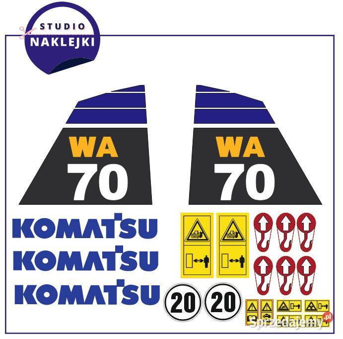 Naklejki Komatsu WA70 Nalepki ładowarka kołowa Zawiercie sprzedam
