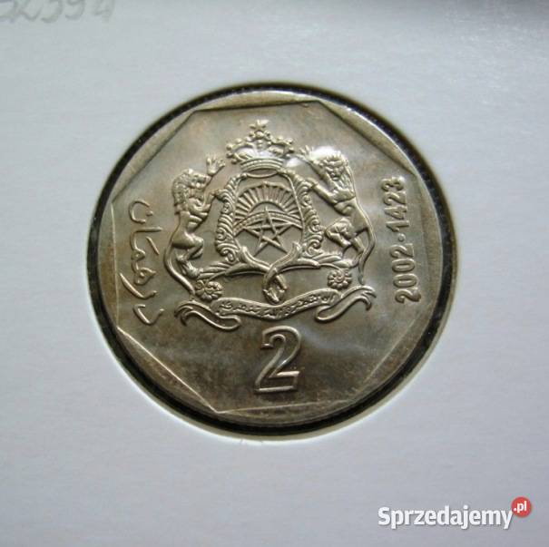 Maroko 2 Dirham 2002r W Holterze Ładna