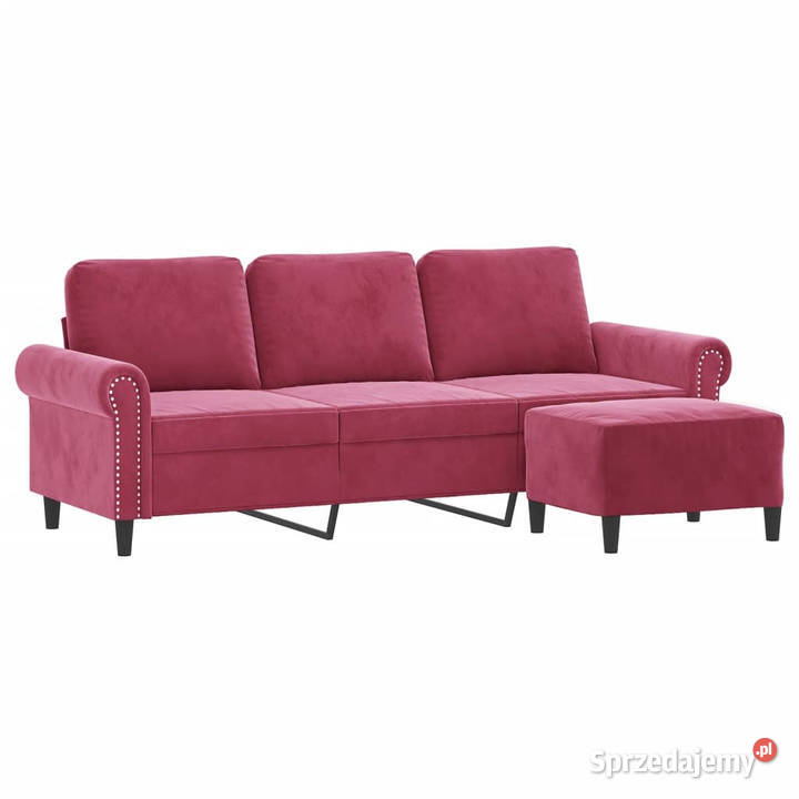 3osobowa sofa z podnóżkiem winna czerwień 180 Warszawa