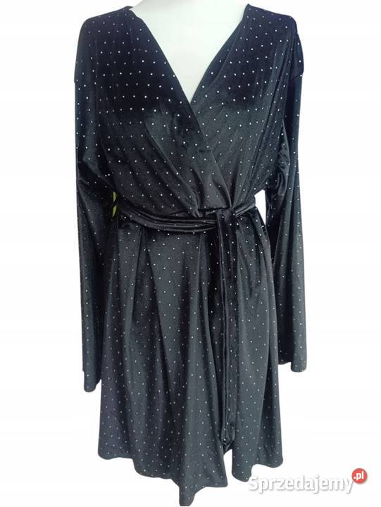 Sukienka czarna welurowa w stylu boho biust 126 kolorowy łódzkie