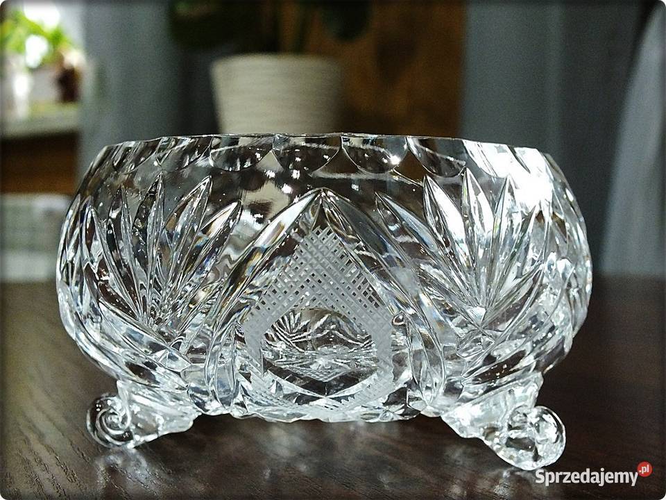 Miska kryształowa na trzech nóżkach z PRL Porcelana i szkło Żary