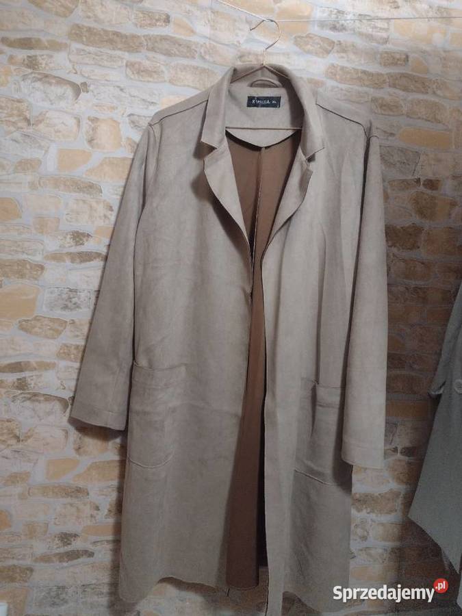42XL Brązowy płaszcz zamszopodobny z Londynu Kraków sprzedam